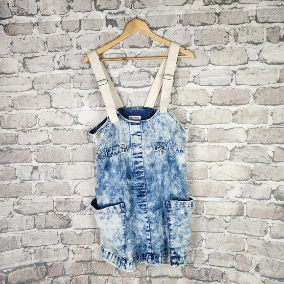 Vintage 90s Milkfed Acid Wash Denim Mini Dress Sopia Coppola One Size Japan - Picture 1 of 16